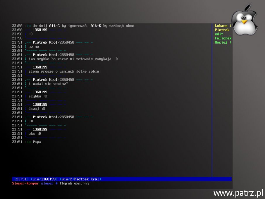eksperymentalny klient gadugadu pod frame buferem :P Gentoo Linux [.png]